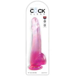 KING COCK - CLEAR DILDO WITH TESTICLES 19 CM PINK 2
